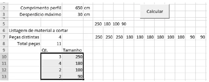 Figura 12 – Método 1 – Folha em Excel 