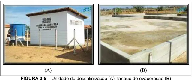FIGURA 3.5 – Unidade de dessalinização (A); tanque de evaporação (B)  FONTE: Secretaria de Estado do Meio Ambiente e dos Recursos Hídricos – SEMARH-RN 