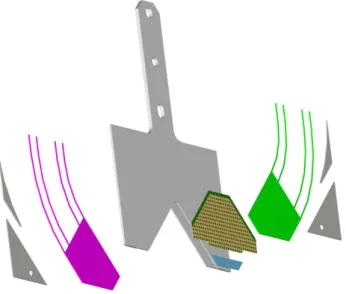 Figure 3 . Exploded view of the module assembly procedure. The central part (grey) is the titanium substrate with two precision holes for positioning and another hole for the fixation screw
