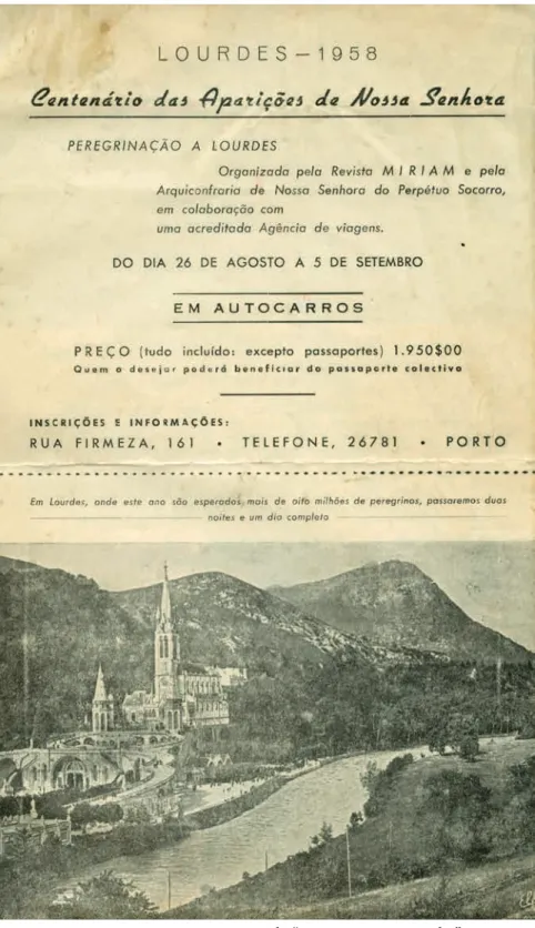 Figura 3: capa interior com o programa da “Peregrinação a Lourdes”