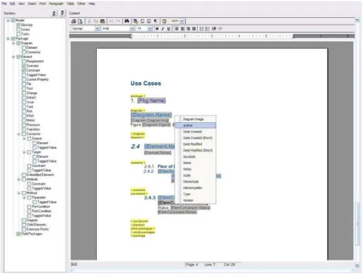 Figura 4 – Editor de  templates  do Enterprise Architect (extraída de [11]) 