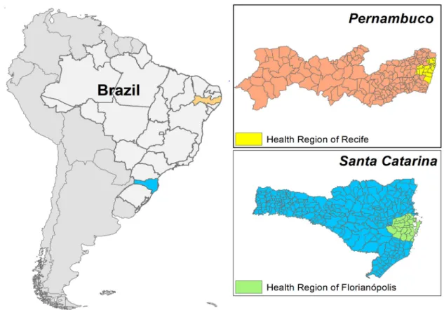 Figure 1. Geographic distribution of the case study health regions. 