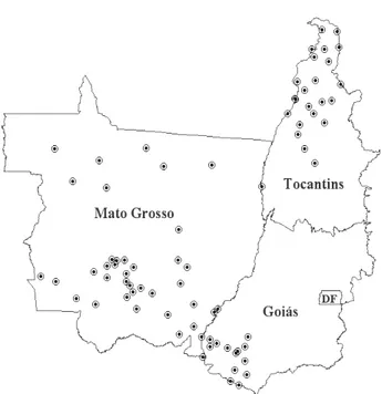 Figura 1. Distribuição espacial dos postos pluviométricos na Zona Homogênea A.