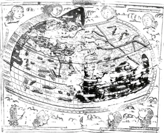 Fig. 1 - Planisfério inserto na edição de Ulme, 1482, da Geographia de Ptolomeu. 