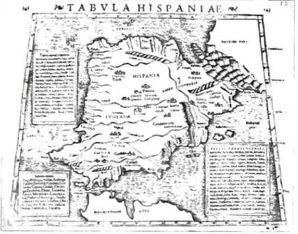 Fig. 7 - Tabula Hispânica incluída na edição da Geographia de Ptolomeu de  Sebastião Munster, Basiléia [1540?]