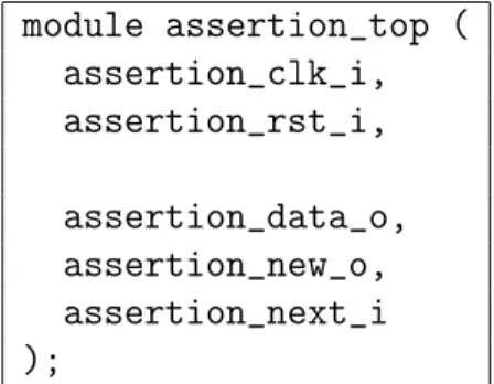 Tabela 4.1: M´odulo superior do processador de asser¸c˜oes