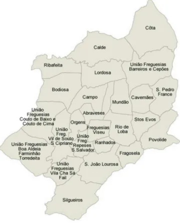 Figura 18. Mapa das Freguesias do concelho de Viseu 