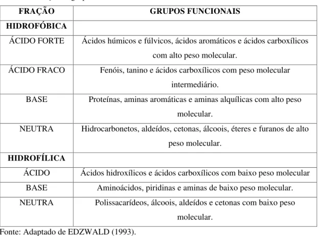 Tabela 5   Frações e grupos funcionais relacionados à MON