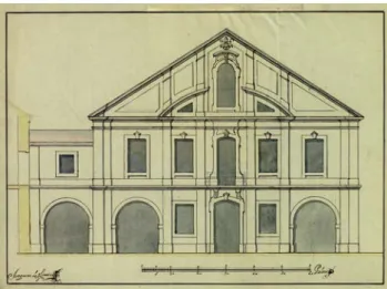 FIG. 15 - Joaquim de Oliveira, Projecto para a fachada sul da Biblioteca Pública de Évora com variante no frontão, c