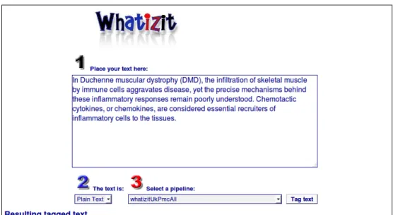 Figure 2.8 8 presents an example of annotating with Whatizit graphical interface.