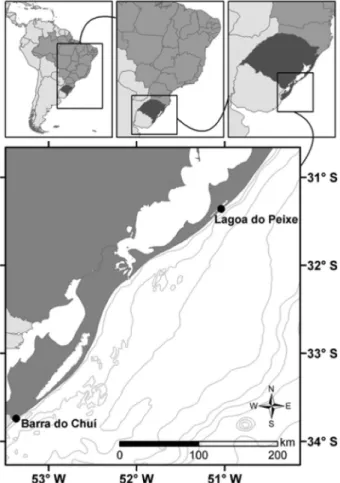 Figure  1.  Sampling  area  of  the  present  study.  South American  sea  lions  were  collected  between  May  2005  and  September  2006.