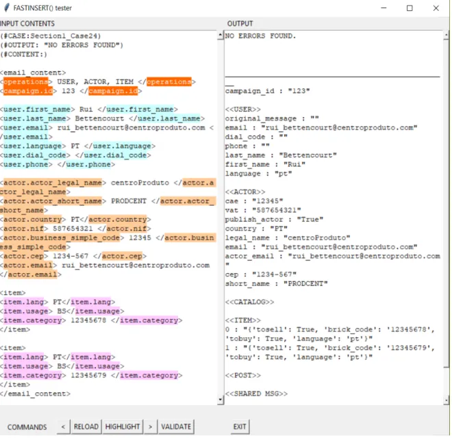 Figura 1: Interface do programa de testes locais devolvendo sucesso. 