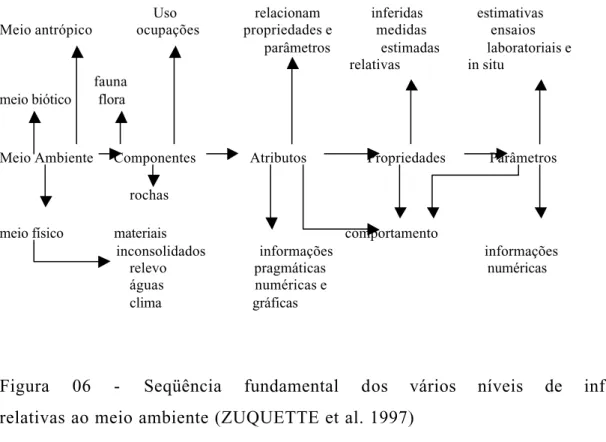 Figura 06 - Seqüência fundamental dos vários níveis de informações relativas ao meio ambiente (ZUQUETTE et al