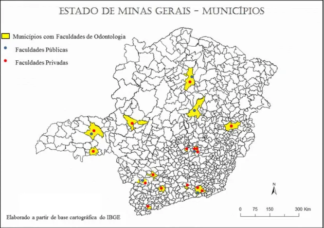 Figura 1.  Distribuição das FO pelo estado de Minas Gerais 