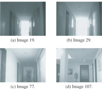 Figure 2.8: Representative images from a sequence of 118 taken by Camera #1 along a hallway for the experiment demonstrating the use of multiple sensors, section 2.4.2.