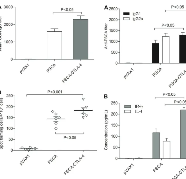 Figure 3. DNA vaccine induced antigen-speci ﬁ c Th1 and Th2 immune responses analyzed in sera from mice at 2 weeks after the ﬁ nal immunization