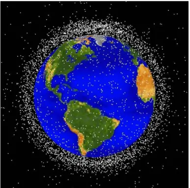 Figure 2.2: Simulated image showing debris in LEO [52].