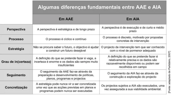 Tabela 2.3 Algumas diferenças fundamentais entre AAE e AIA 