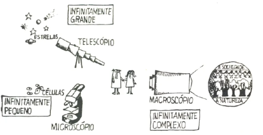 Figura 2.8 - O Macroscópio como instrumento de análise do infinitamente complexo. Adaptado  de Rosnay (1977)