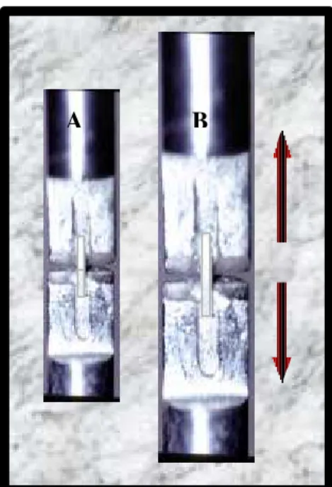 FIGURA 14  - Representação esquemática dos espécimes fixados no  dispositivo A  e aplicação do ensaio de tração