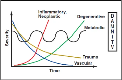 Figure 2 – Onset and progression of neurological diseases of differing causes (adapted from: 
