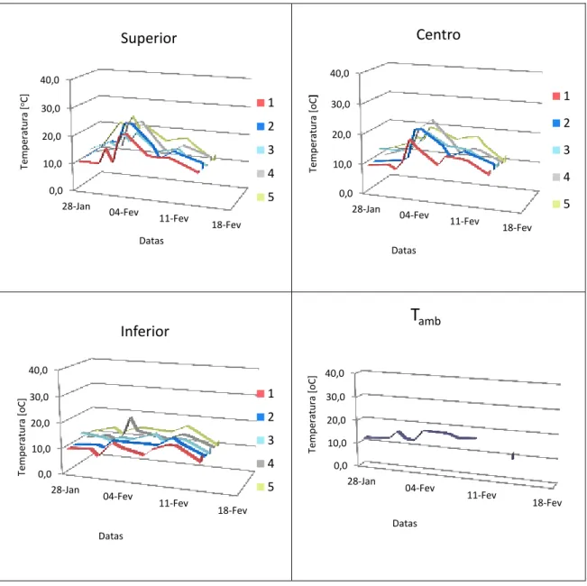 Figura 7.4 - Evolução da temperatura do compostor 2 de acordo com o esquema da Figura 6.7 