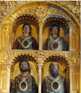 Fig. 3 - Bustos-relicarios de los santos Marcelo, Apuleyo, Sergio y Baco.