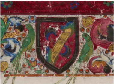Fig. 2 – Bíblia de Lisboa (1482). Pormenor do escudo patente no colofão do manuscrito.