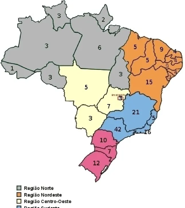 Figura 3 – Distribuição dos Cerest Estaduais e Regionais pelo território nacional