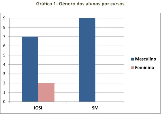 Gráfico 2- Idades dos alunos de ambos os cursos 