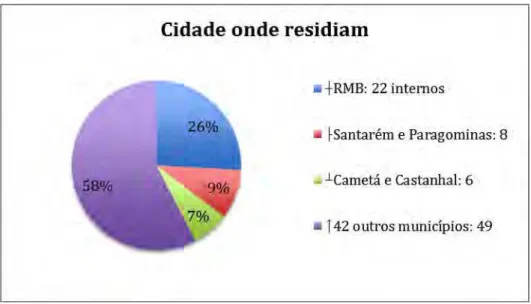 Gráfico 6: Quantidade de internos com relação às cidades em que residiam. 