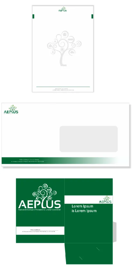 Figura 46 – Exemplos de estacionários com o logótipo da AEPLUS. 