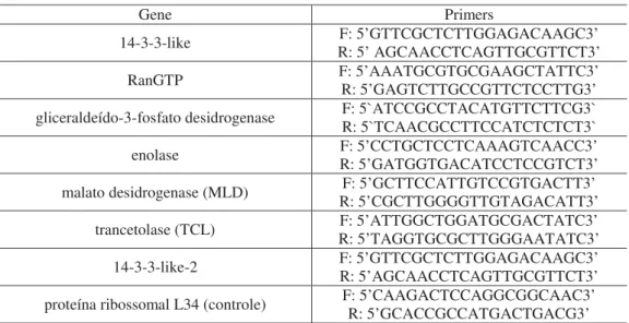 Tabela 1:  Iniciadores específicos para genes codificantes 