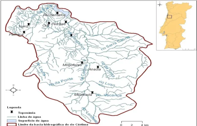 Figura 5 - Localização da sub-bacia do rio Cértima no território português (retirado de Silva,  2008)