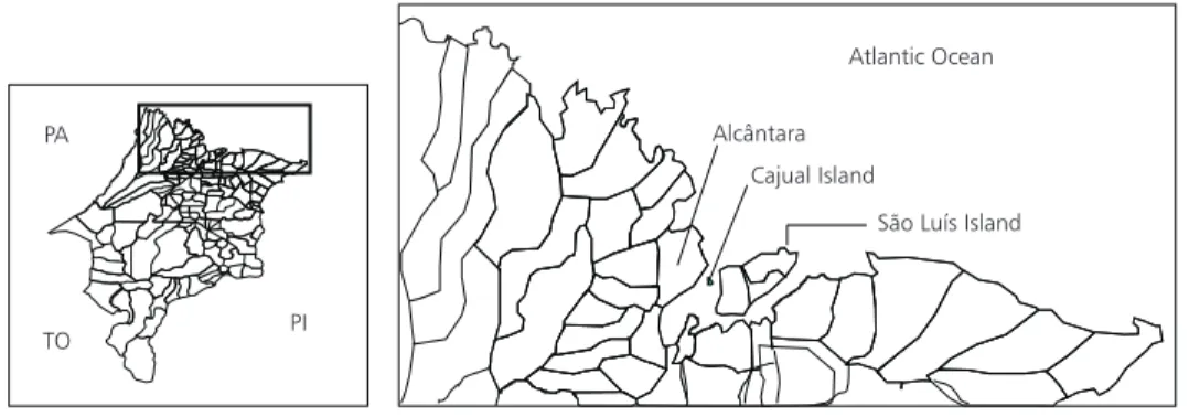 Fig. 1 — Map of the Maranhão State showing Cajual Island, where this research was done.
