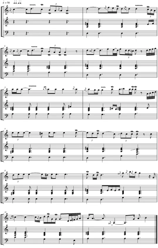Fig.  2.  Musical  transcription  of  the  first  cycle  of  the  Gypsy  song  of  sorrow  ‘CD’  (see  discography  and  listen to the track Audio Ex1)