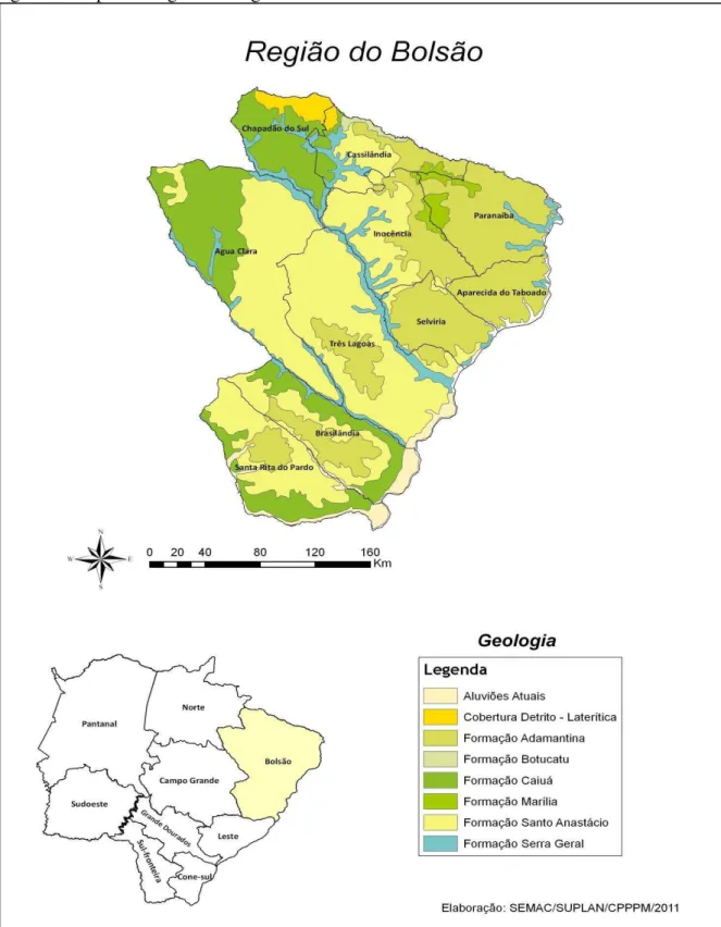Figura 2: Mapa Geológico da Região do Bolsão em Mato Grosso do Sul. 