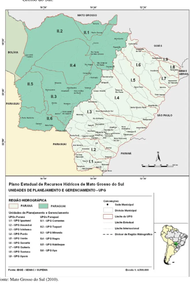Figura 11:  Unidades de Planejamento e Gerenciamento adotadas no Plano Estadual de Mato  Grosso do Sul