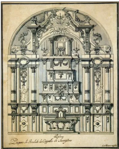 Fig. 1 - Projecto de António José Landi para o retábulo da capela do Santíssimo, na Sé de Belém do Pará, c