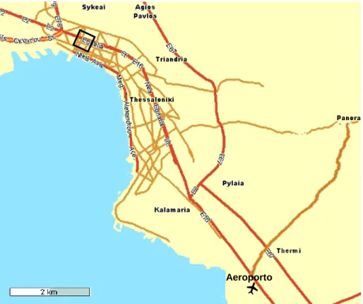 Figura 4.13 – Localização da estação meteorológica do aeroporto de Thessaloniki. 