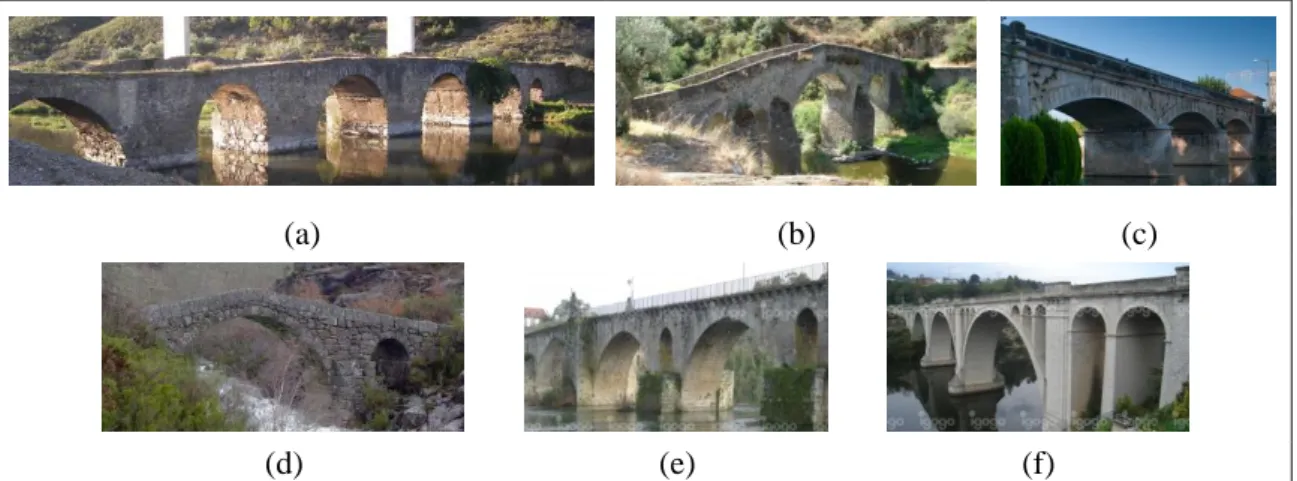 Figura 2-14: Exemplos de PAAP: (a) Ladeira ponte romana. Extraída de (panorâmico); (b) ponte  medieval de Izeda
