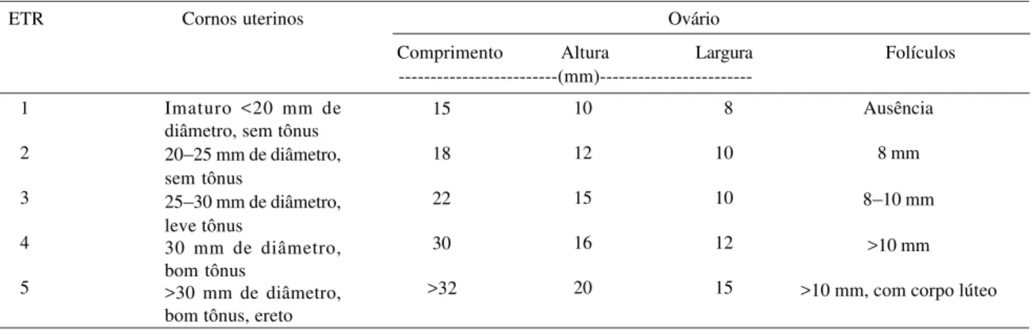 Tabela 2. Descrição do escore de trato reprodutivo (ETR) em novilhas de corte.