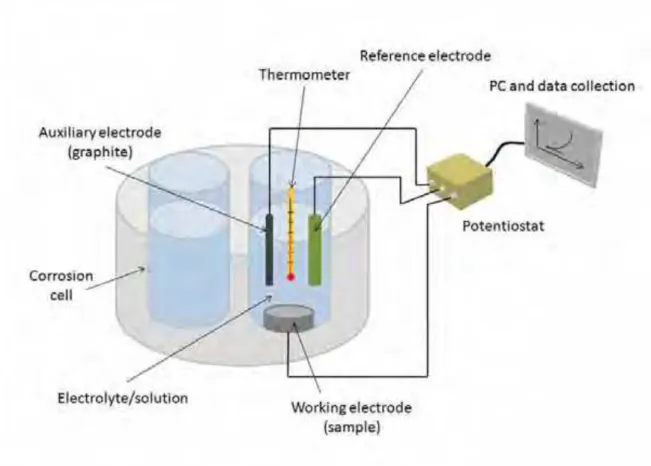 Figure 1. Schematic electrochemical set-up (a standard 3-electrode cell). 