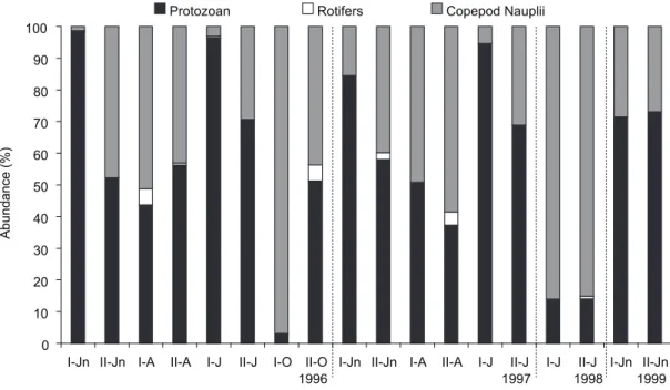 Fig.  4  —  Seasonal  variations  in  abundance  of  microzooplankton  at  each  sampling  point  (i  –  point  i;  ii  –  point  ii)
