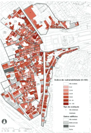 Fig. 7 – Mapeamento da vulnerabilidade estimada do edificado.