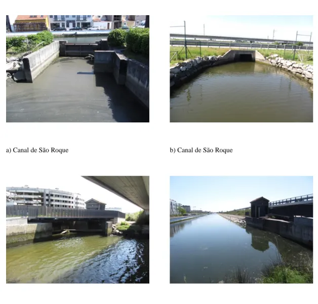 Figura 3.3 - Outras estruturas de controlo do nível da água, situadas ao longo do Canal de São Roque