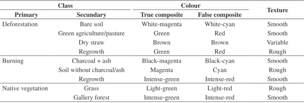 Table 3. Colours of objects on true and false colour composites of the orbital images.