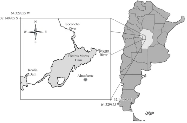 Figure 1. Geographical location of Piedras Moras reservoir (Argentina).