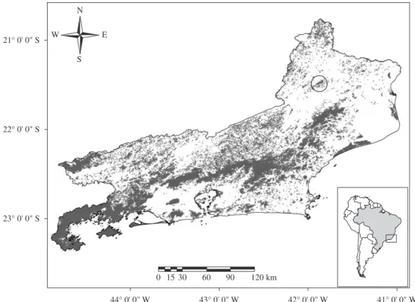 Figure 1. Location of the Monte Verde mountains (encircled) in the State of Rio de Janeiro, Brazil