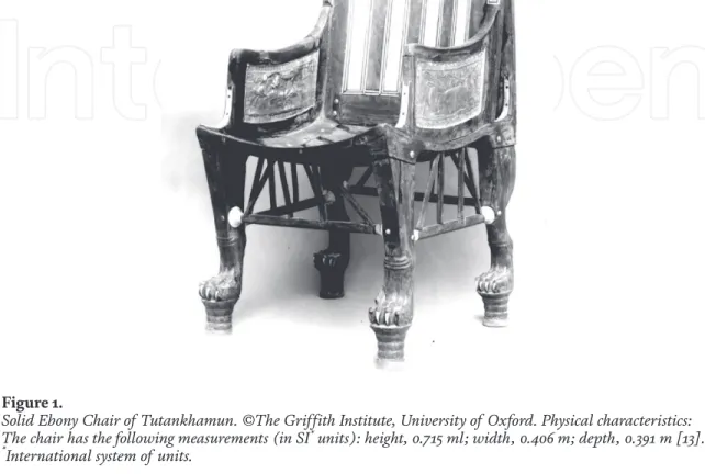 Figure 1 shows a 45° angle of the Solid Ebony Chair of Tutankhamun.